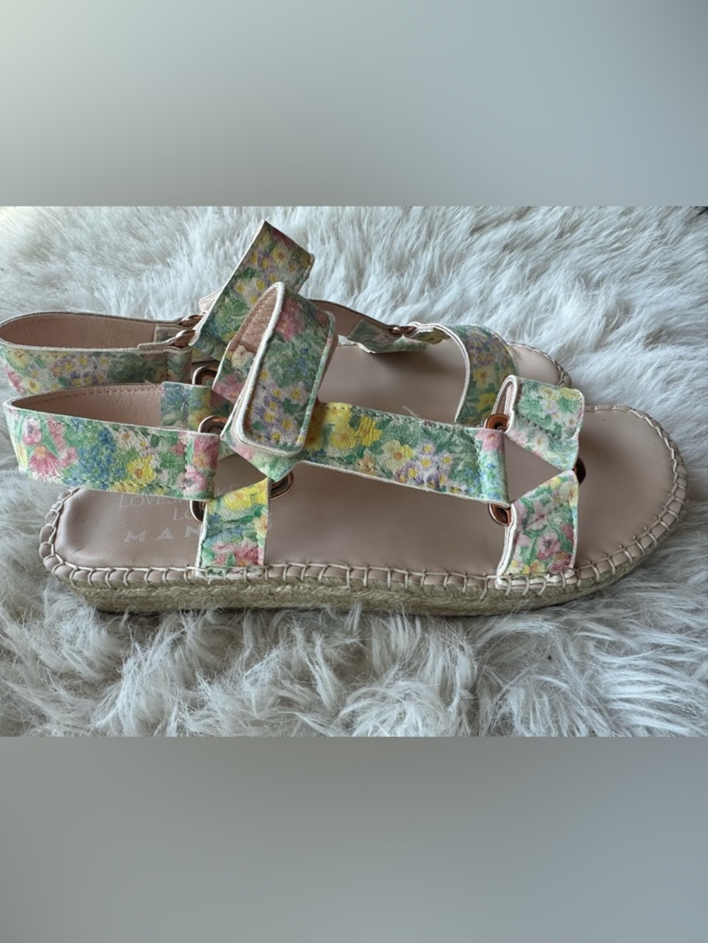 Love Shack Fancy Manebi rainbow skies  flowers hiking Espadrille 10 Sandals 41 - Picture 6 of 14